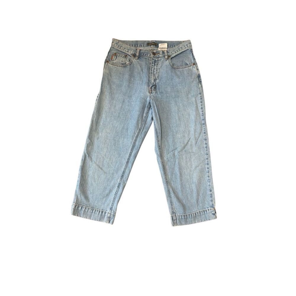 Eddie Bauer Capris Cropped Jeans Womens size 8 High Waist Mom Light Blue Wash 29